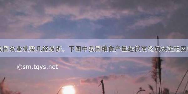 建国以来 我国农业发展几经波折。下图中我国粮食产量起伏变化的决定性因素是A. 自然