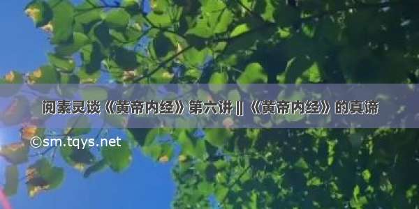 阅素灵谈《黄帝内经》第六讲 || 《黄帝内经》的真谛