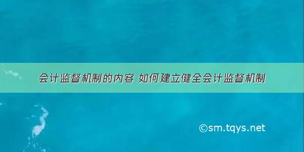 会计监督机制的内容 如何建立健全会计监督机制