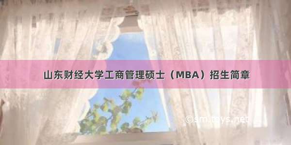 山东财经大学工商管理硕士（MBA）招生简章