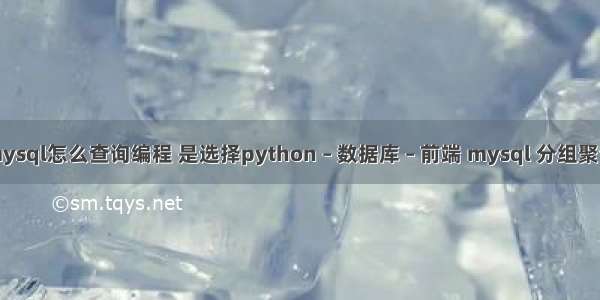 mysql怎么查询编程 是选择python – 数据库 – 前端 mysql 分组聚合