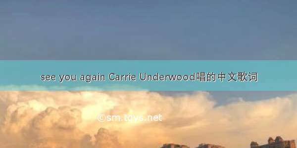 see you again Carrie Underwood唱的中文歌词