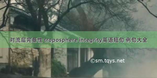 对流层完备性 troposphere integrity英语短句 例句大全