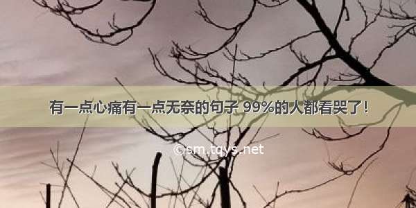 有一点心痛有一点无奈的句子 99%的人都看哭了！