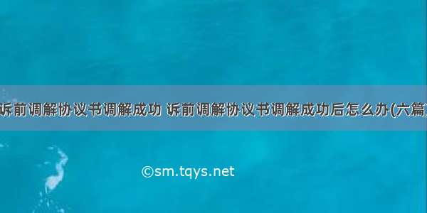 诉前调解协议书调解成功 诉前调解协议书调解成功后怎么办(六篇)