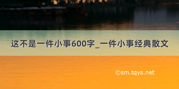 这不是一件小事600字_一件小事经典散文