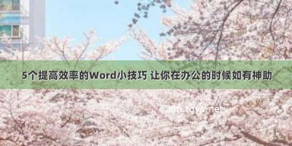 5个提高效率的Word小技巧 让你在办公的时候如有神助