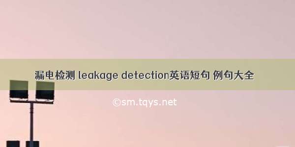 漏电检测 leakage detection英语短句 例句大全