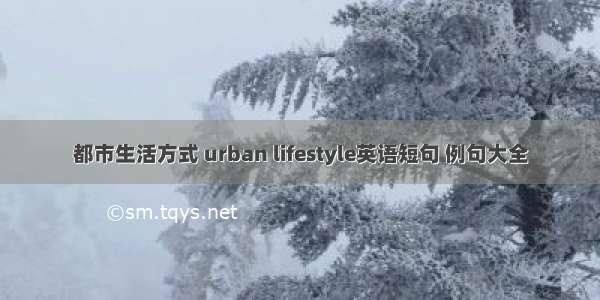 都市生活方式 urban lifestyle英语短句 例句大全