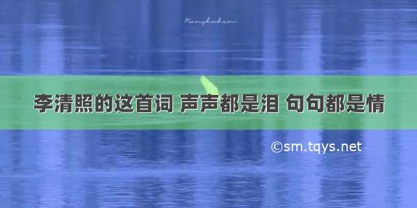 李清照的这首词 声声都是泪 句句都是情