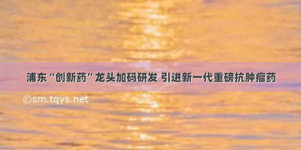 浦东“创新药”龙头加码研发 引进新一代重磅抗肿瘤药