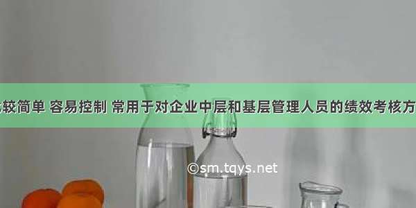 操作程序比较简单 容易控制 常用于对企业中层和基层管理人员的绩效考核方法是()。A.