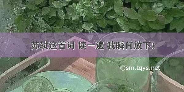 苏轼这首词 读一遍 我瞬间放下！