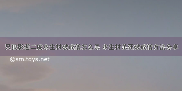 只狼影逝二度水生村破戒僧怎么杀 水生村杀死破戒僧方法分享