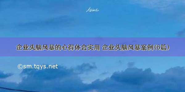 企业头脑风暴的心得体会实用 企业头脑风暴案例(6篇)