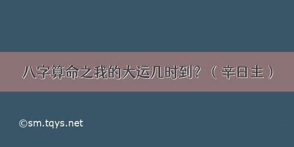 八字算命之我的大运几时到？（辛日主）