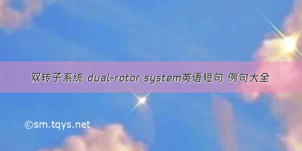 双转子系统 dual-rotor system英语短句 例句大全