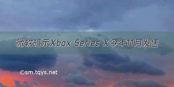 微软暗示Xbox Series X今年11月发售