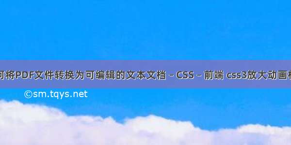 如何将PDF文件转换为可编辑的文本文档 – CSS – 前端 css3放大动画样式