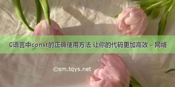 C语言中const的正确使用方法 让你的代码更加高效 – 网络