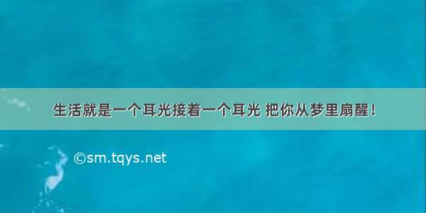 生活就是一个耳光接着一个耳光 把你从梦里扇醒！