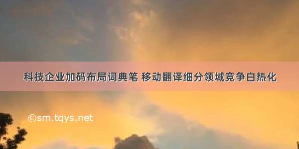 科技企业加码布局词典笔 移动翻译细分领域竞争白热化