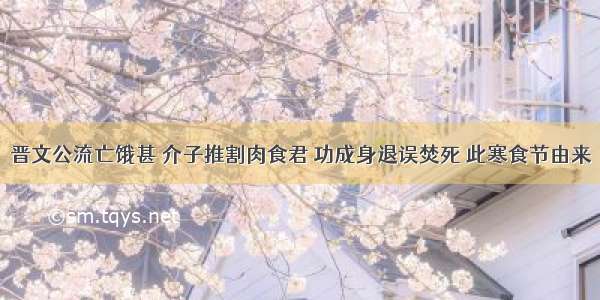 晋文公流亡饿甚 介子推割肉食君 功成身退误焚死 此寒食节由来