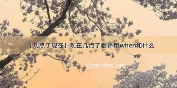 【几点了现在】现在几点了翻译用when和什么