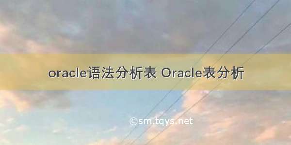 oracle语法分析表 Oracle表分析