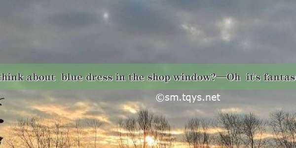 —What do you think about  blue dress in the shop window?—Oh  it's fantastic! It will make