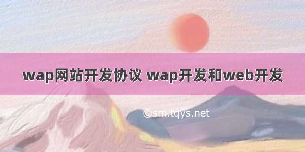 wap网站开发协议 wap开发和web开发