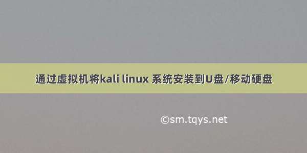 通过虚拟机将kali linux 系统安装到U盘/移动硬盘