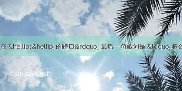 有一首歌 歌词是&quot;我坐在 &hellip;&hellip;的路口&rdquo; 最后一句歌词是 &ldquo;怎么走&rdquo;是女生唱的请问