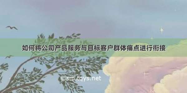 如何将公司产品服务与目标客户群体痛点进行衔接