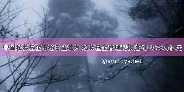 中国私募基金市场日益壮大 私募基金管理规模达到19.78万亿元