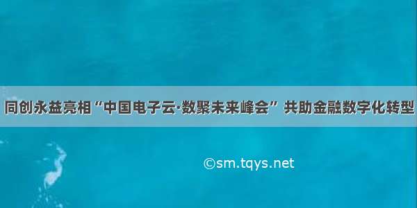 同创永益亮相“中国电子云·数聚未来峰会” 共助金融数字化转型