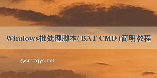 Windows批处理脚本(BAT CMD)简明教程