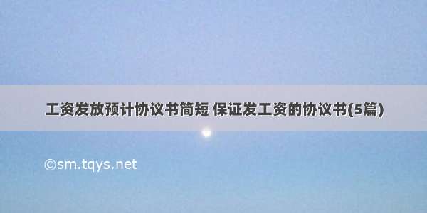 工资发放预计协议书简短 保证发工资的协议书(5篇)