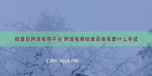 做食品跨境电商平台 跨境电商做食品类需要什么手续