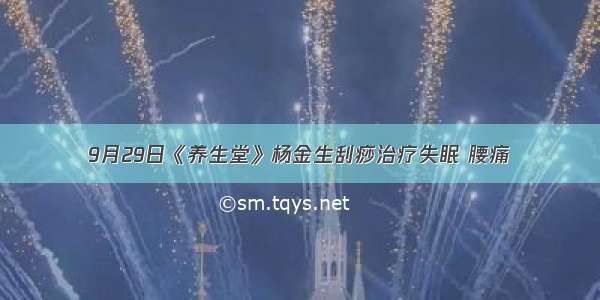 9月29日《养生堂》杨金生刮痧治疗失眠 腰痛