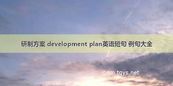 研制方案 development plan英语短句 例句大全