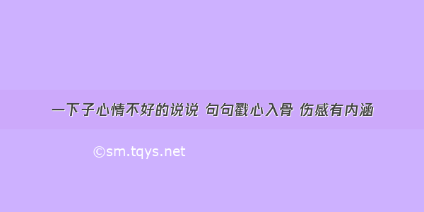 一下子心情不好的说说 句句戳心入骨 伤感有内涵