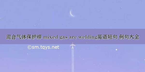 混合气体保护焊 mixed gas arc welding英语短句 例句大全