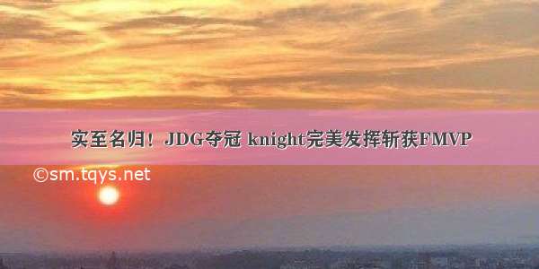 实至名归！JDG夺冠 knight完美发挥斩获FMVP