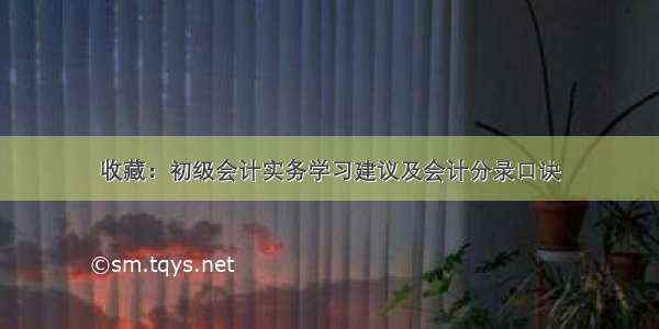 收藏：初级会计实务学习建议及会计分录口诀