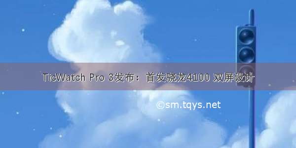 TicWatch Pro 3发布：首发骁龙4100 双屏设计