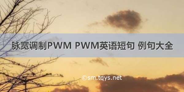 脉宽调制PWM PWM英语短句 例句大全