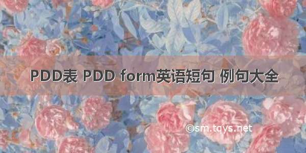 PDD表 PDD form英语短句 例句大全