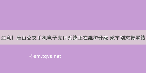 注意！唐山公交手机电子支付系统正在维护升级 乘车别忘带零钱