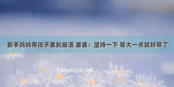 新手妈妈带孩子累到崩溃 婆婆：坚持一下 等大一点就好带了